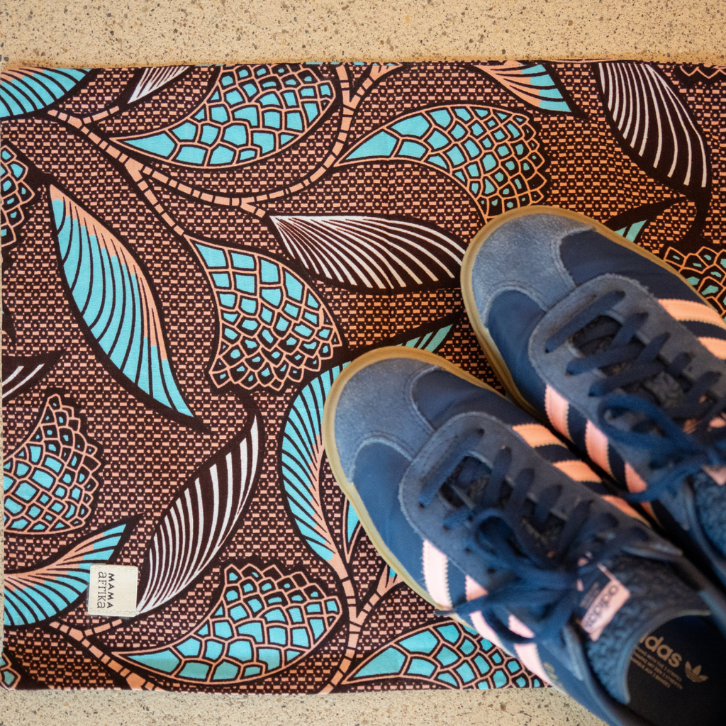 Shoe Bag - Blue Leaves