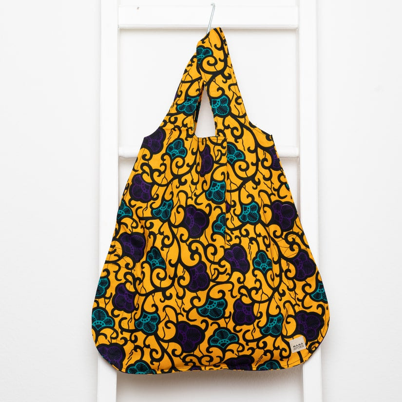 Shopping Backpack -Purple Flowers