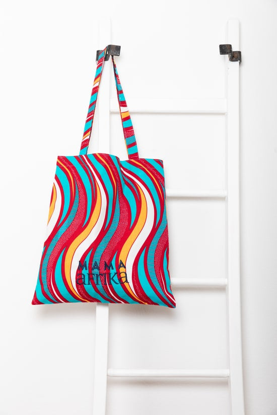 Tote Bag - Red & Blue Waves