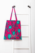 Tote Bag - Green Flower & Pink