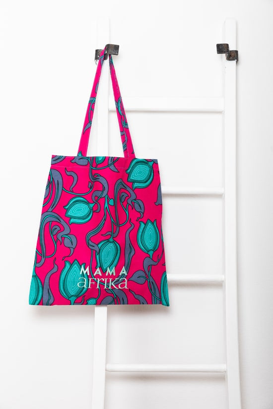 Tote Bag - Green Flower & Pink