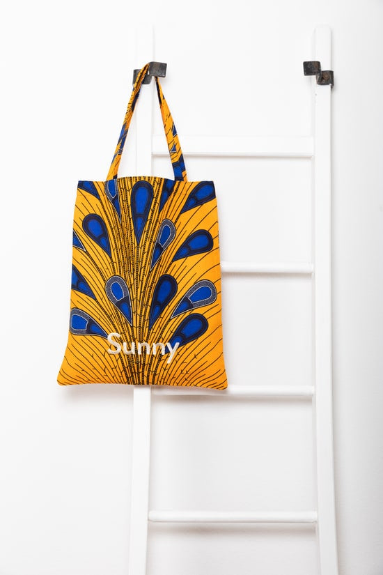 Tote Bag - Sunny Blue Feathers